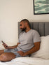 Men summer pajama set Grey T-shirt + Light Grey X Grey Glen Plaid Short
